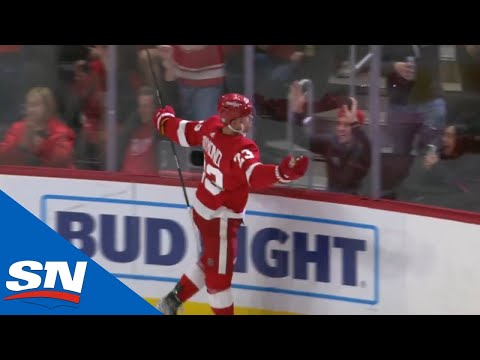 Lucas Raymond Snipes From Faceoff Dot To Score First Career NHL Goal