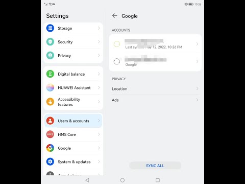Add multiple Google accounts or fix Google Account after changing password for Huawei Harmony / EMUI