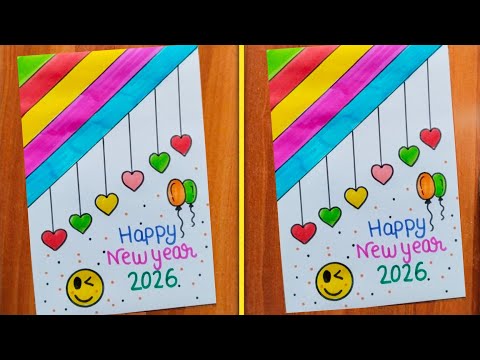 Handmade Happy New Year Greeting Card 2026 / New Year Special Card / Happy New Year Card Making