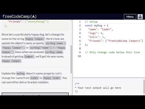 Updating Object Properties Freecodecamp Video 87 Basic Javascript