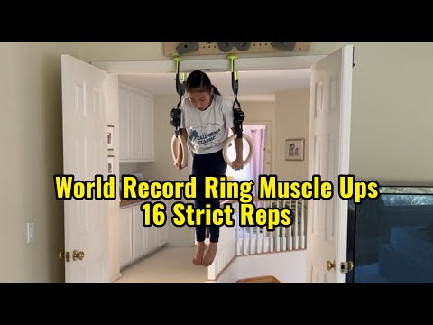 9 Year Old Girl Break World Record Ring Muscle Ups 16 Strict Reps #muscleup #ringmuscleup