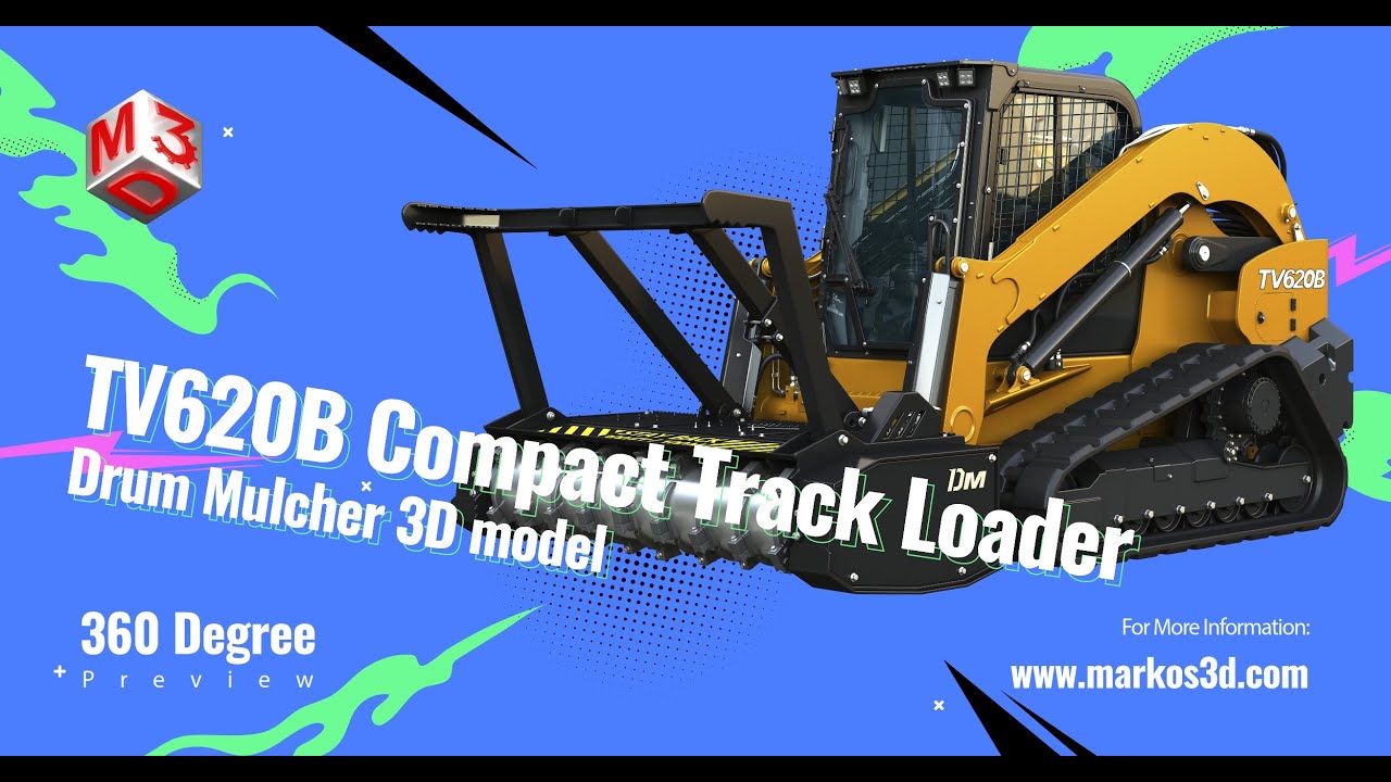 TV620B Compact Track Loader - Drum Mulcher 3D Model