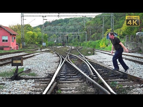Rail traffic in Serbia - Topcider - old manualy junction working [4K]