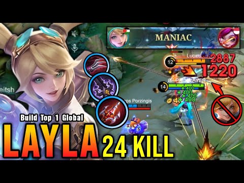 24 Kills + MANIAC!! Best Layla One Shot LifeSteal Build (MUST TRY) - Build Top 1 Global Layla ~ MLBB