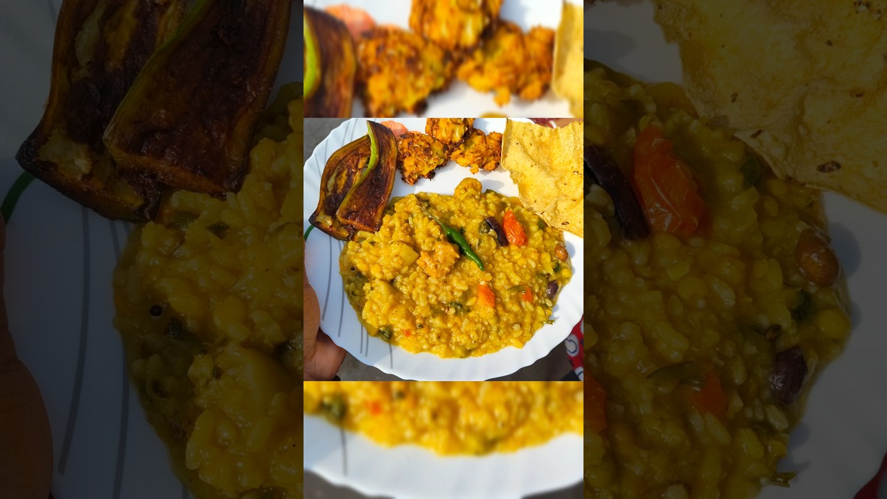 #today's_special_lunch_plater #khichdi with fry# special khichdi recipe.