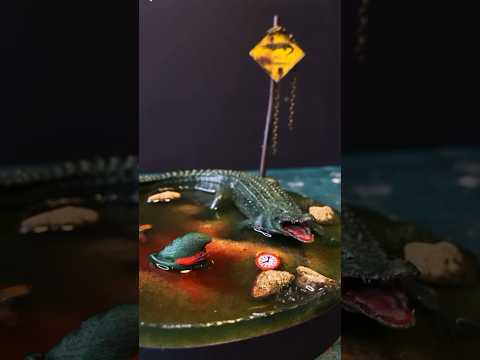 Making a miniature swamp… with a twist! #miniature #swamp #crocodile   #realistic #dark #twist