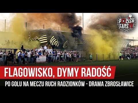 Flagowisko, dymy, radość po golu na meczu Ruch Radzionków- Drama Zbrosławice (18.08.2019 r.)