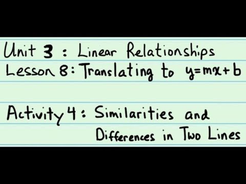 8th Grade Illustrative Mathematics: Gr. 8; U3; Lesson 8-4: Compare Two Lines (similar; different)
