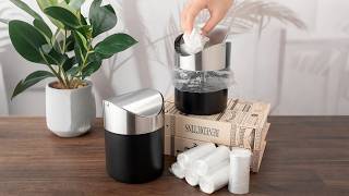 Small Desk Trash Can with Swing Lid – 2L Compact Size for Odor-Free Office & Home