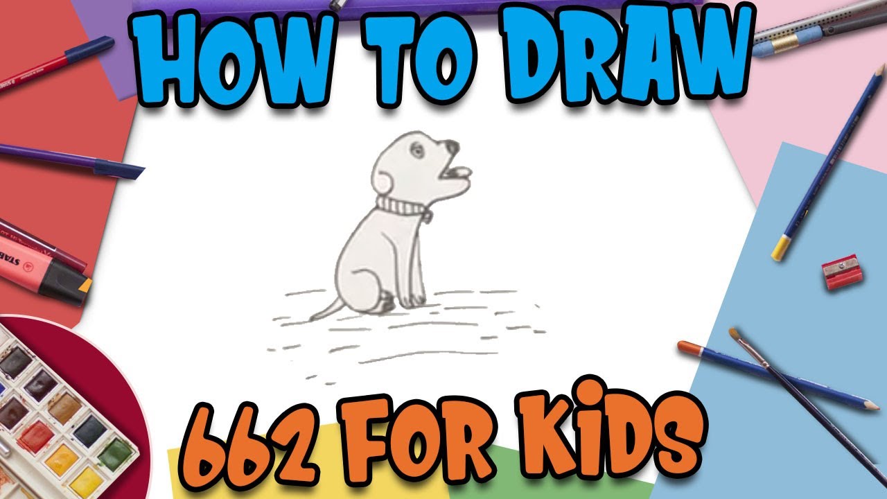 How to Draw easy Dog with Number 662 step by step for Kids| Simple Drawing Tutorials!