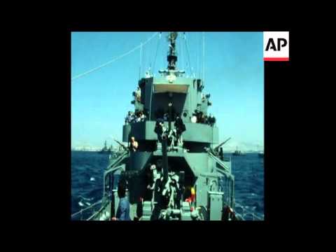 SYND 6 7 75  PRESIDENT TSATOS & PRIME MINISTER CARAMANLIS INSPECT SHIPS