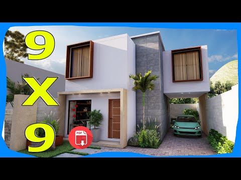 HOUSE of 9x9 meters of TWO Floor with 3 Bedrooms Facades of Modern Houses