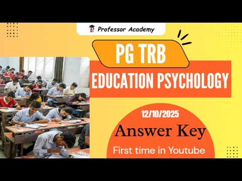 PG TRB Education Psychology  | Answer Key |Today's Exam Answers | 12/10/2025 | Professor Academy