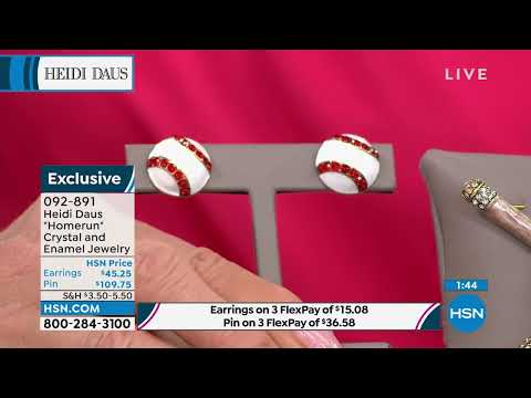 Heidi Daus "Homerun" Crystal and Enamel Baseball and Bat...