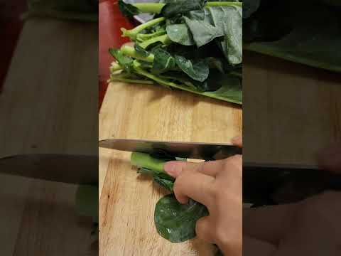 sắc lá bông cải chuẩn bị xào tỏi