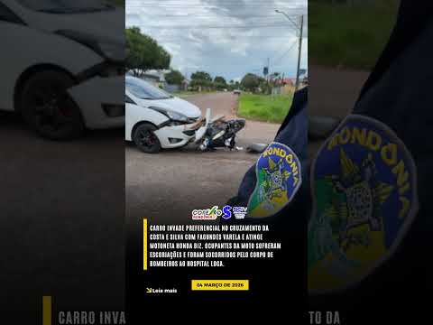 COLISÃO NO CRUZAMENTO: CARRO INVADE PREFERENCIAL E DEIXA FERIDOS EM PIMENTA