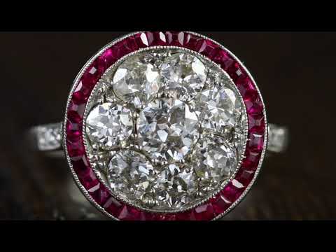 Art Deco Ruby Diamond Ring Platinum 1.80ct Of Diamond Circa 1930