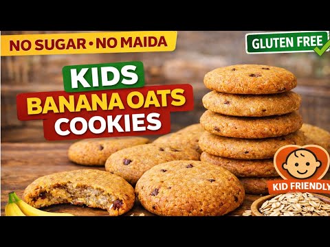 Banana Oats Cookies for Kids 👶 | No Sugar, Gluten-Free, Eggless | Soft Healthy Cookies
