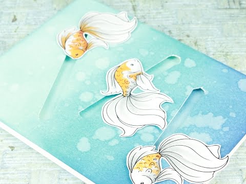 Koi Fishes | Make It Crafty CAS Make It Move Challenge | Slider Card