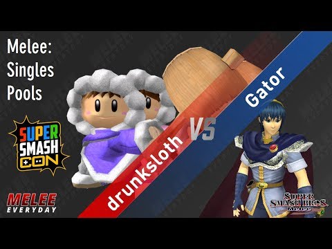 Super Smash Con 2017 - drunksloth (Ice Climbers) vs. Gator (Marth) - SSBM - Singles, Pools
