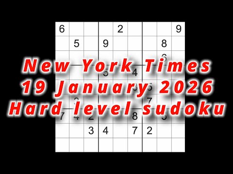 Sudoku solution – New York Times 19 January 2026 Hard level