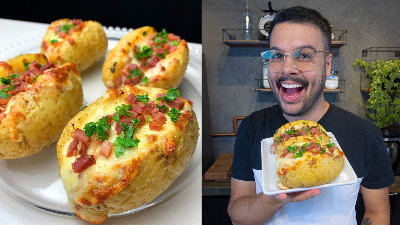 BATATA RECHEADA FEITA NO MICROONDAS, FÁCIL DE FAZER | Thigas Ribeiro