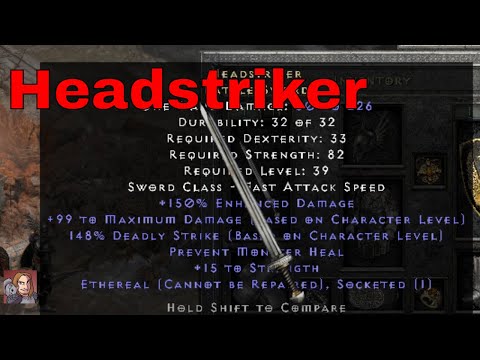 D2R Unique Items - Headstriker (Battle Sword)