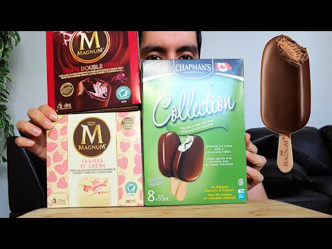 STRAWBERRY CREAM, PISTACHIO AND TRUFFLE DOUBLE CHERRY CHOCOLATE ICE CREAM BARS MUKBANG 먹방 REVIEW