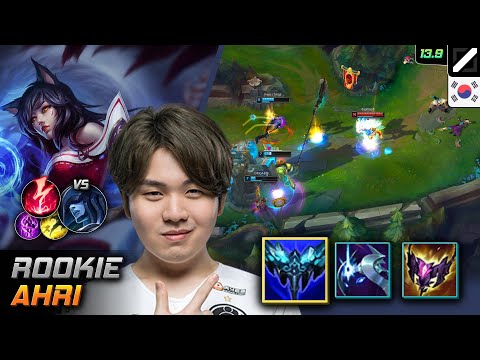 Rookie Mid Ahri Build Everfrost Electrocute - Rookie Ahri Match Highlight - LOL KR 13.9