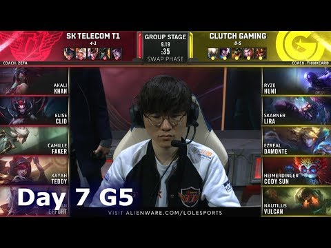 SKT vs CG | Day 7 S9 LoL Worlds 2019 Group Stage | SK Telecom T1 vs Clutch Gaming