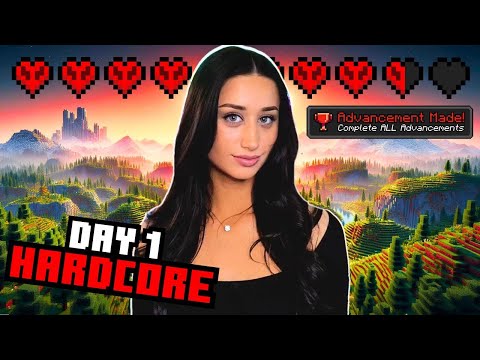 100% Advancements in HARDCORE - Day 1 (Minecraft Hardcore Series)