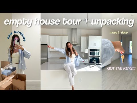 EMPTY HOUSE TOUR + MOVE IN WITH ME♡unpacking, building furniture, shopping!