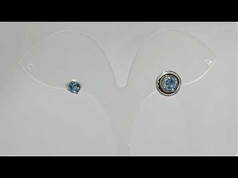 Серьги-трансформеры 2-в-1: пусеты с натуральными Blue аквамаринами (берилл) 0.7 ct - фото 2 - id-p3238791874