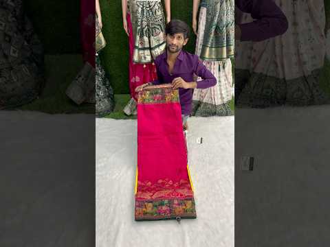 A very beautiful pure pasmina silk pink and green colour Sarees ￼#trending #youtube #saree #fashion