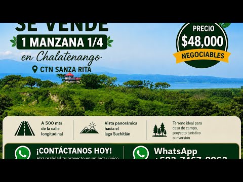 Se vende 9,839 mts/2 EN CHALATENANGO $48,000 NEGOCIABLE 