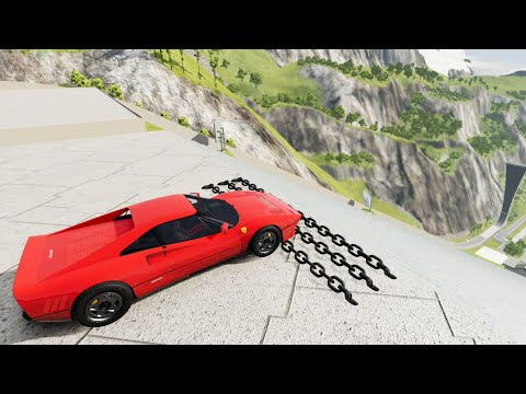Stairs Jumps Down With Giant Chain & Jumping In Grand Canyon - BeamNG.drive Down Stairs Jumps