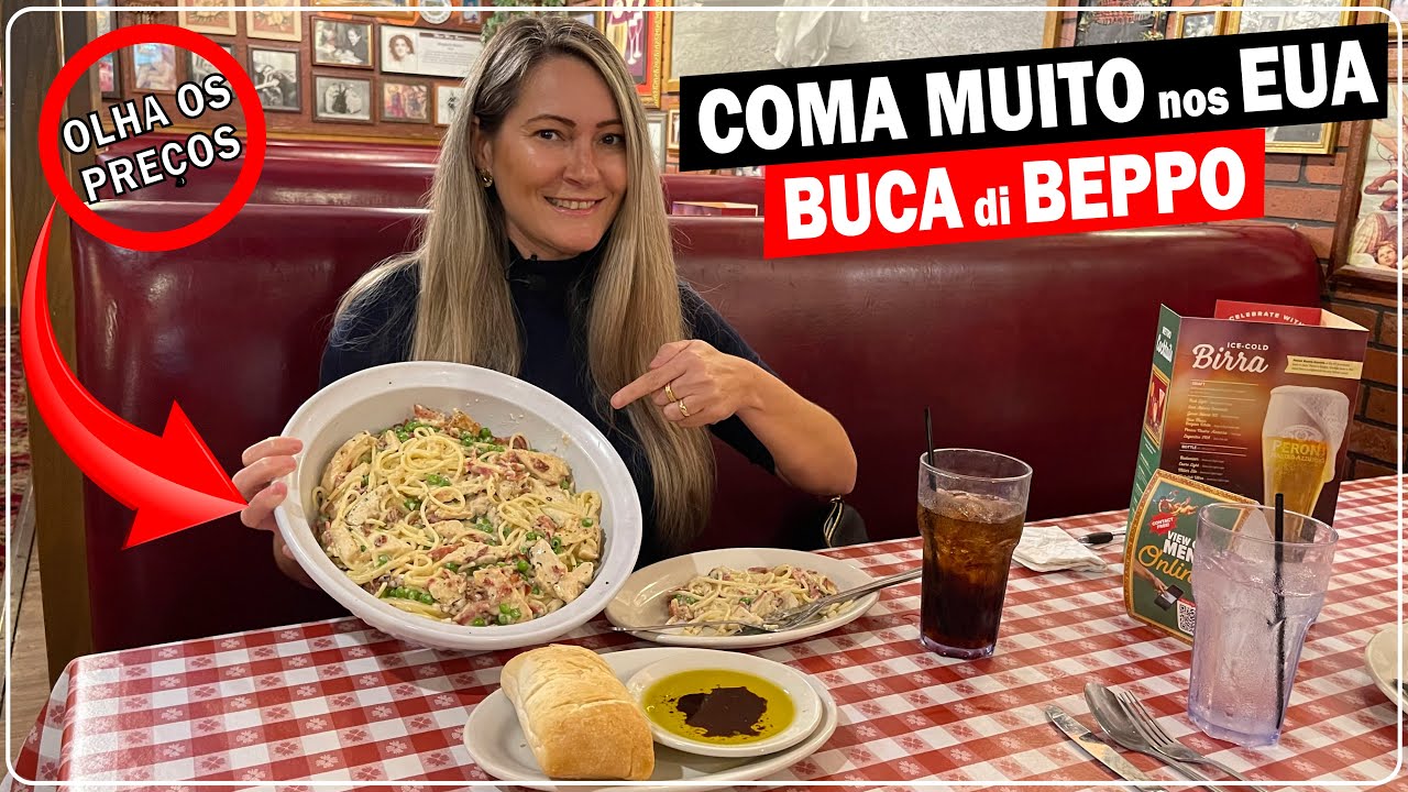 COMA MUITO e PAGUE POUCO nos EUA | RESTAURANTE ITALIANO com COMIDA INCRÍVEL | BUCA di BEPPO 🇺🇸