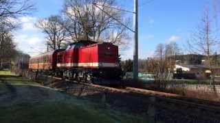 preview picture of video 'Diesellok 112 565-7 mit Dampf Plus Mitropa in Jahnsdorf auf dem Weg nach Klaffenbach DR PRESS'