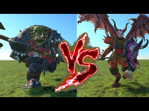 Grimgor Ironhide VS Valkia the Bloody. Total War Warhammer 3