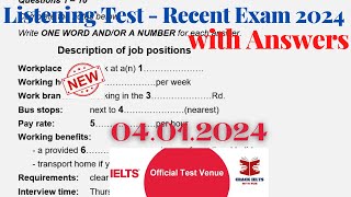 IELTS Listening Actual Test 2024 with Answers | 04.01.2024