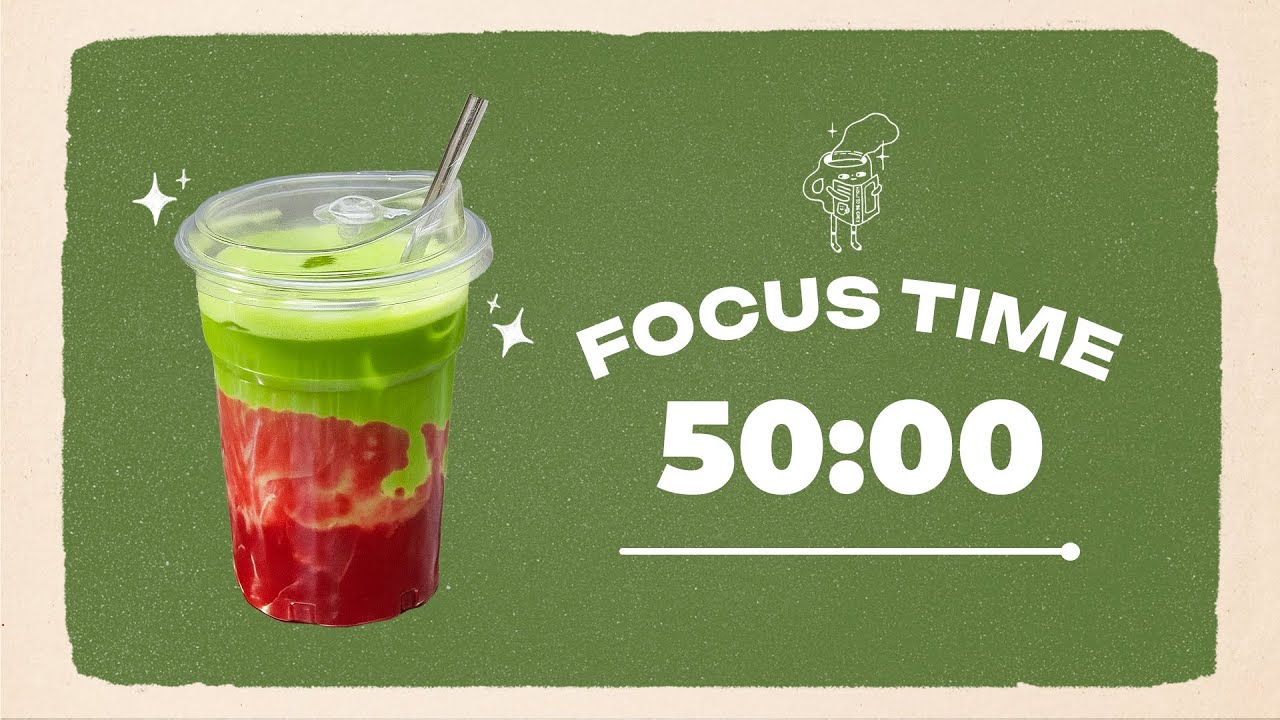 🍓 Study with Me | Creamy Strawberry Matcha Latte | 50/10 Timer | Cozy Tunes 🎶 | 3 Hour Focus Session