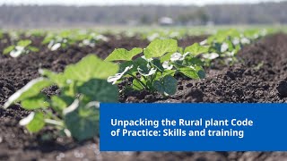 Unpacking the Rural plant Code of Practice: Training and skills