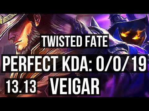 TWISTED FATE vs VEIGAR (MID) | 0/0/19, 1.1M mastery, 300+ games | NA Master | 13.13