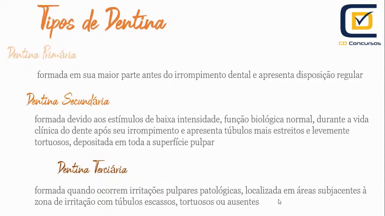 Tipos de Dentina - CD Concursos