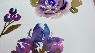 French Country Watercolor Flowers| Rustic Color mixes for Romantic Flowers, Berries, Roses