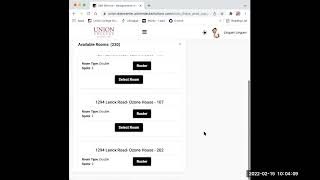 Housing Selection- Room Selection 2022