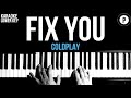 Coldplay - Fix You Karaoke SLOWER Acoustic Piano Instrumental Cover Lyrics LOWER KEY