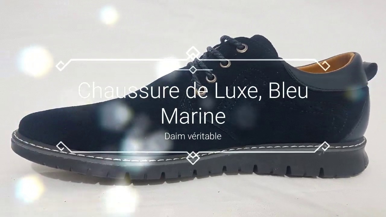 Chaussure De Luxe , Bleu Marine, 100% Daim Véritable