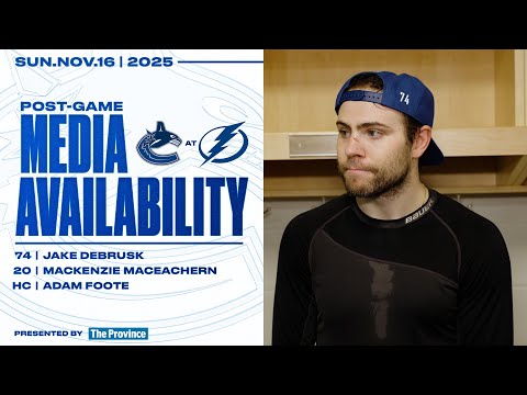 DeBrusk, MacEachern & Adam Foote Post-Game Media | Canucks at Lightning (Nov 16, 2025)