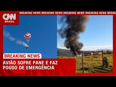 Avião sofre pane, piloto aciona paraquedas e faz pouso de emergência em MG | LIVE CNN